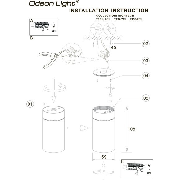 Потолочный светильник IP20 LED 7W 75Лм 3000K 36° TURNO 7133/7CL