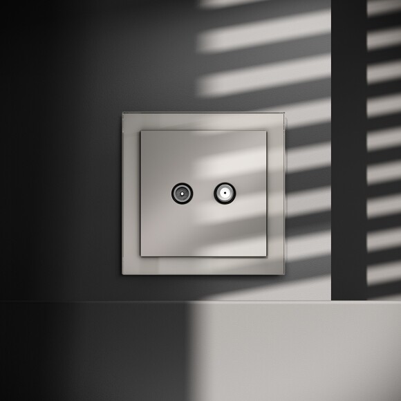 VLS060403 Розетка телевизионная оконечная для кабелей RG 6 - SAT 50 - SAT 703 - DG 113 (TV+SAT) (Телевизионный + Спутниковый) кашемирового цвета VOLTUM S70 (кашемир)