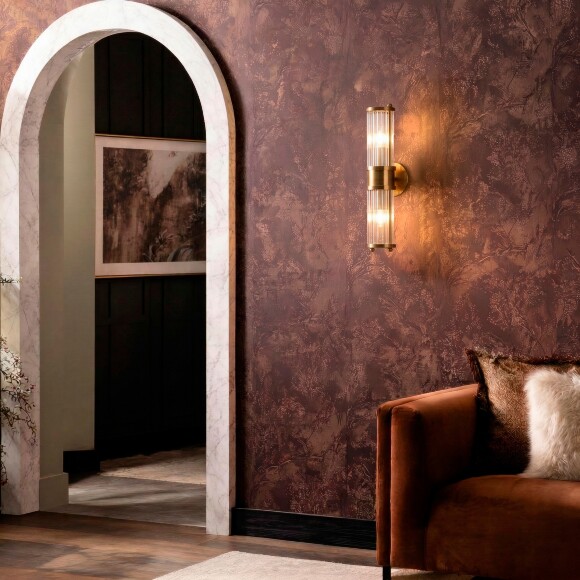 Бра Lightstar Flop 766652 золотое с прозрачным стеклом, настенный светильник E14 на 2 лампы, современный модерн