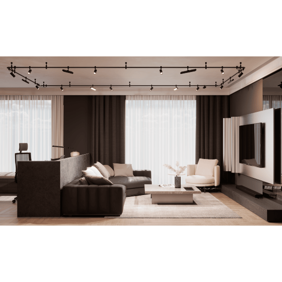 Crystal Lux CLT 0.117 01 L2000 BL 1407/036 Жесткий черный шинопровод, 2м, 2000x18x5мм, трековая серия TRACE 48V