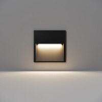 Maytoni Futo O512SL-L3B3K1 Уличный квадратный черный светодиодный светильник встраиваемый в стены, архитектурная подсветка лестницы, дорожки или фасада, LED SMD2835 3Вт 3000K CRI90 95° IP65 220V