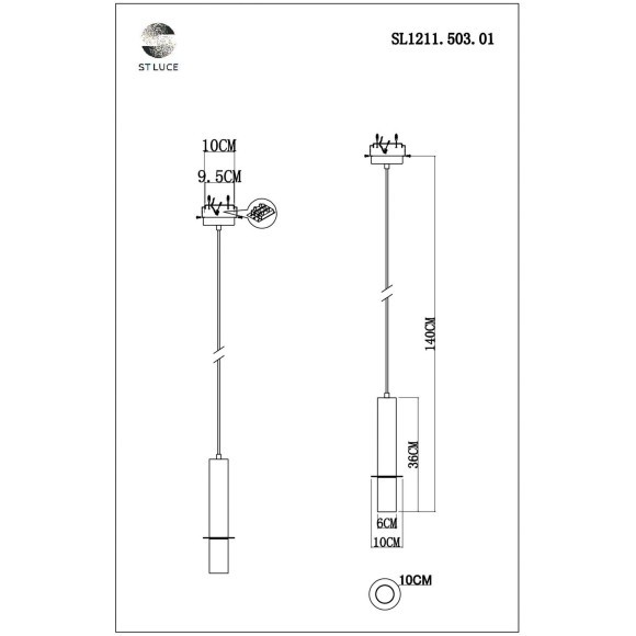 SL1211.503.01 Подвес ST-Luce Золотистый/Белый, Золотистый GU10 1*5W VARESE
