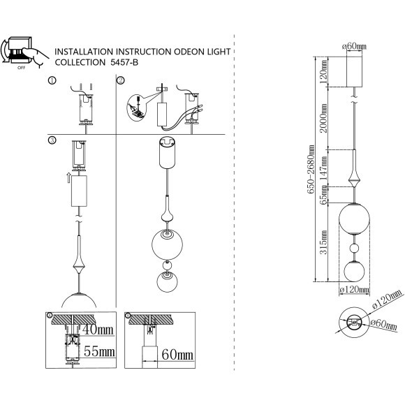 5457/4L Подвесной коричневый светодиодный светильник 4W 2500K 104Лм CRI90 ODEON LIGHT EXCLUSIVE CALLISTO
