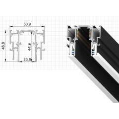 ST003.429.02 Черный шинопровод 2м для демпферных натяжных потолков (ПВХ или ТКАНЬ) ST Luce SKYLINE 48