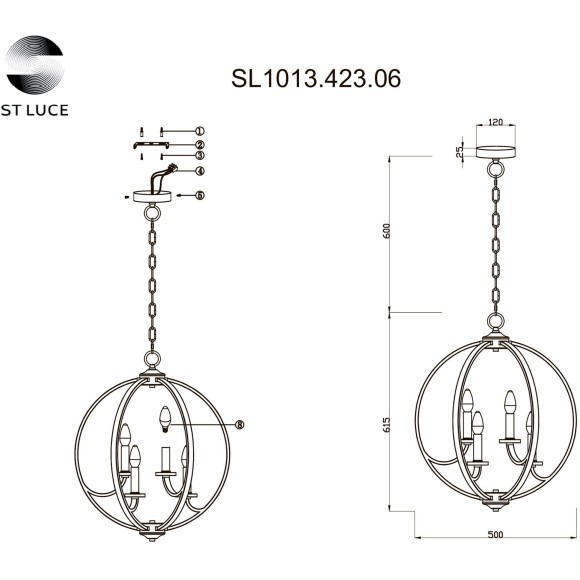 SL1013.423.06 Светильник подвесной ST-Luce Черный, Золото/Черный E14 6*40W PIANETTA SL1013.423.06 Светильник подвесной ST-Luce Черный, Золото/Черный E14 6*40W PIANETTA