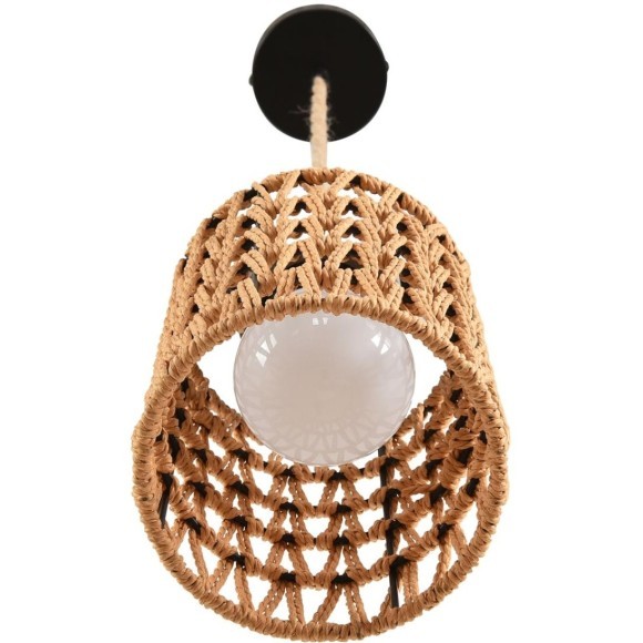 8366/1A Подвесной светильник эко с плафоном 14см из джутового шнура под лампу E27 Limion ECO BOHO