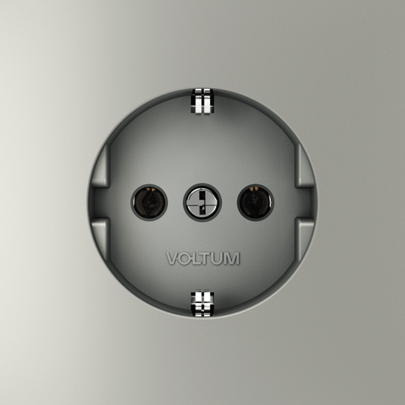 VLS040105 Розетка встраиваемая с заземлением максимальный ток 16 Ампер (3500 Ватт) стального цвета VOLTUM S70 (сталь)