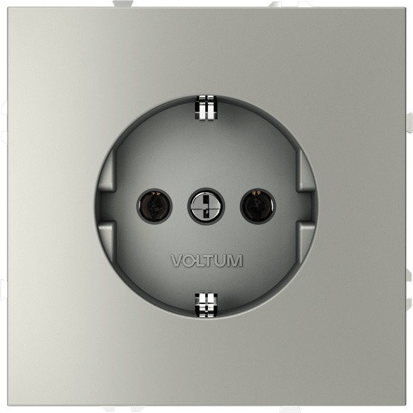 VLS040105 Розетка встраиваемая с заземлением максимальный ток 16 Ампер (3500 Ватт) стального цвета VOLTUM S70 (сталь)
