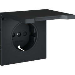 VLS000807 Накладка для розетки с заземлением, защитными шторками и защитной крышкой графитового цвета VOLTUM S70 (графит)