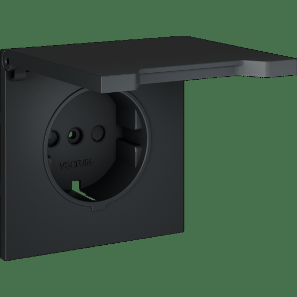 VLS000807 Накладка для розетки с заземлением, защитными шторками и защитной крышкой графитового цвета VOLTUM S70 (графит) VLS000807 Накладка для розетки с заземлением, защитными шторками и защитной крышкой графитового цвета VOLTUM S70 (графит)