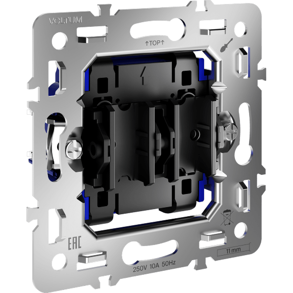 VLS0201M Механизм выключателя двухклавишного с максимальным током 10 Ампер или 2200 Ватт, при подключении к 220 вольтам VOLTUM S70