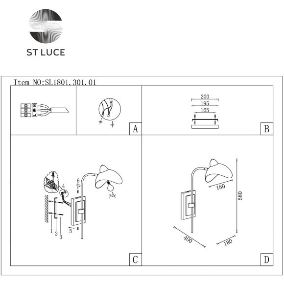 SL1801.301.01 Бра ST-Luce Античная бронза/Черный E14 1*60W MINNE