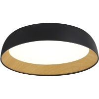 ST Luce MUSE  SLE1812-402-01 Светильник потолочный металлический накладной декоративный интерьерный, основание металл черный и древесная текстура, плафон акрил матовый белый, диаметр 45см, LED 36Вт 4000K 2520Лм CRI80 120° IP20 220В