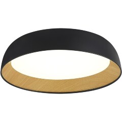 ST Luce MUSE  SLE1812-402-01 Светильник потолочный металлический накладной декоративный интерьерный, основание металл черный и древесная текстура, плафон акрил матовый белый, диаметр 45см, LED 36Вт 4000K 2520Лм CRI80 120° IP20 220В