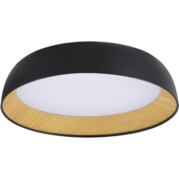 ST Luce MUSE  SLE1812-402-01 Светильник потолочный металлический накладной декоративный интерьерный, основание металл черный и древесная текстура, плафон акрил матовый белый, диаметр 45см, LED 36Вт 4000K 2520Лм CRI80 120° IP20 220В