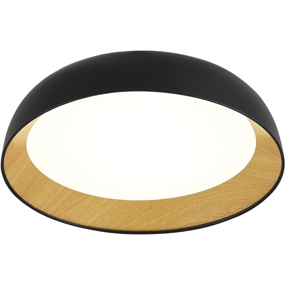 ST Luce MUSE  SLE1812-402-01 Светильник потолочный металлический накладной декоративный интерьерный, основание металл черный и древесная текстура, плафон акрил матовый белый, диаметр 45см, LED 36Вт 4000K 2520Лм CRI80 120° IP20 220В