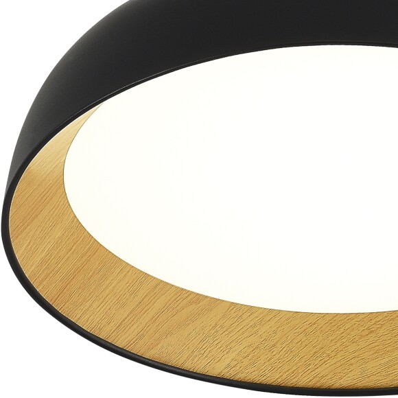 ST Luce MUSE  SLE1812-402-01 Светильник потолочный металлический накладной декоративный интерьерный, основание металл черный и древесная текстура, плафон акрил матовый белый, диаметр 45см, LED 36Вт 4000K 2520Лм CRI80 120° IP20 220В
