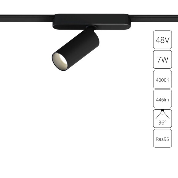 A6156PL-1BK Трековый магнитный светодиодный светильник Arte Lamp Rapid 48V CRI95+ 4000К 446Лм 36° 7Вт
