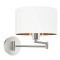 95058 PASTERI Бра настенный с одной лампой E27, 60Вт, механический выключатель, белый ткань, никель