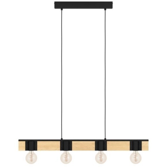 43902 Люстра BAILRIGG, 4X40W (E27), L895, B45, H1100, сталь, дерево, черный, коричневый