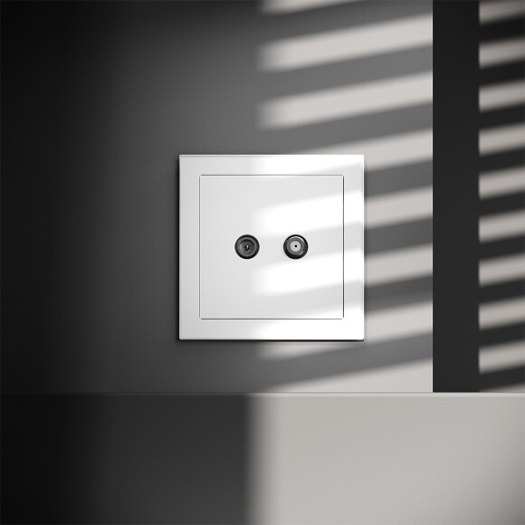 VLS060402 Розетка телевизионная оконечная для кабелей RG 6 - SAT 50 - SAT 703 - DG 113 (TV+SAT) (Телевизионный + Спутниковый) белого матового цвета VOLTUM S70 (белый матовый)