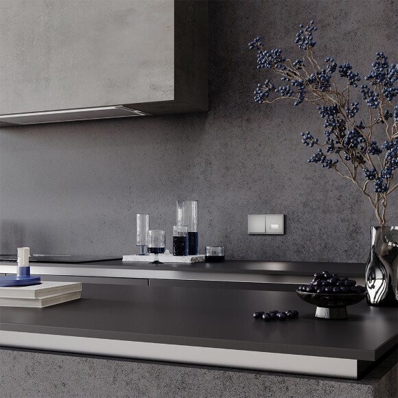 VLS010105 Выключатель встраиваемый одноклавишный стального цвета 10А (2200 Ватт) VOLTUM S70 (сталь)