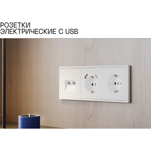 VLS001007 Накладка для розетки с заземлением и защитными шторками, с зарядкой от USB (ТИП С + ТИП A) графитового цвета VOLTUM S70 (графит)