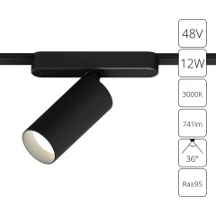 A1158PL-1BK Трековый магнитный светодиодный светильник Arte Lamp Rapid 48V CRI95+ 3000К 741Лм 36° 12Вт