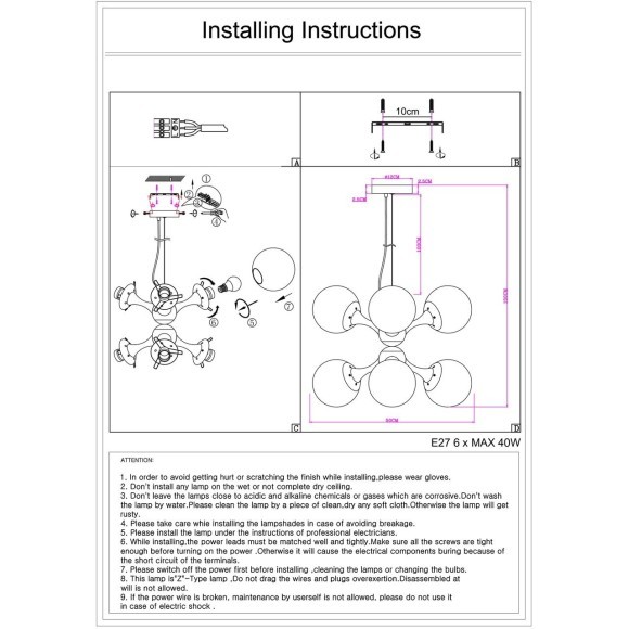 SL549.103.06 Люстра подвесная ST-Luce Хром/Белый E27 6*60W ARTE