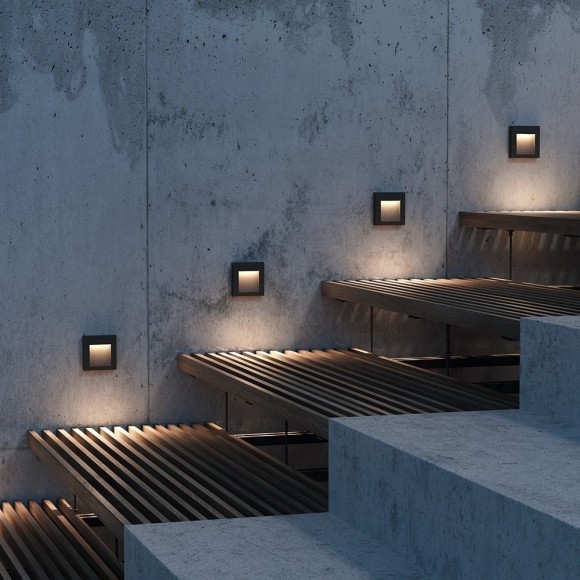 Светильник встраиваемый в стену Maytoni O038-L3B Arca IP65 светодиодный LED 3W