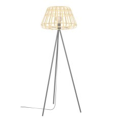 390155 EGLO MONTEZUELO Торшер с ножным выключателем, 1xE27, черный, коричневый, металл, дерево