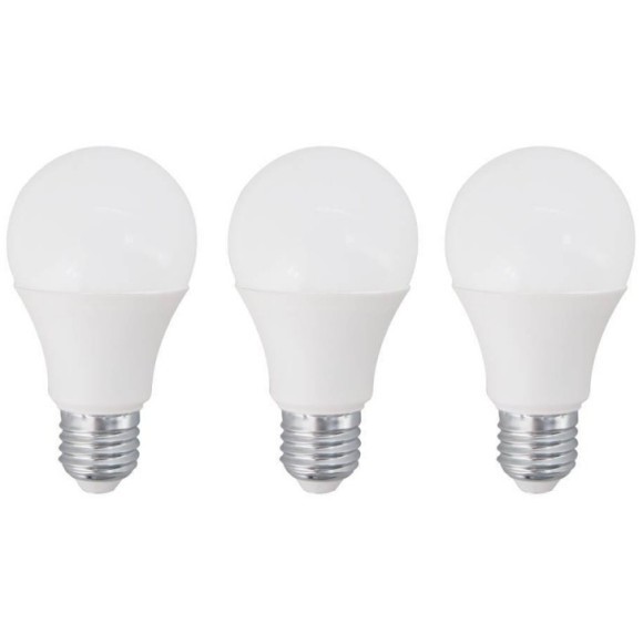 10268 Комплект из 3-х светод. ламп A60, 10W(E27), 3000K, 800lm, пластик, опал