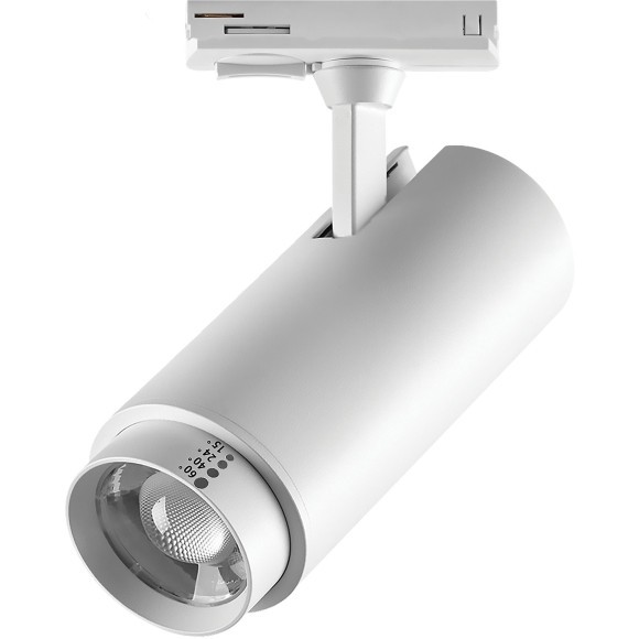 218026 Однофазный белый двужильный спот с выбором мощности 10-15-22Вт, цветовой температуры 3000-4000-6000 и угла освещения 15-60° Lightstar BARRA Fuoco P+CCT