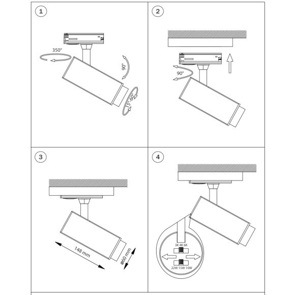 218026 Однофазный белый двужильный спот с выбором мощности 10-15-22Вт, цветовой температуры 3000-4000-6000 и угла освещения 15-60° Lightstar BARRA Fuoco P+CCT