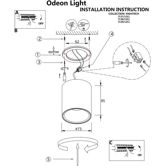 Потолочный светильник IP20 LED 12W 960Лм 3000K/4000K/6000K  36° 220-240V BRIM 7139/12CL