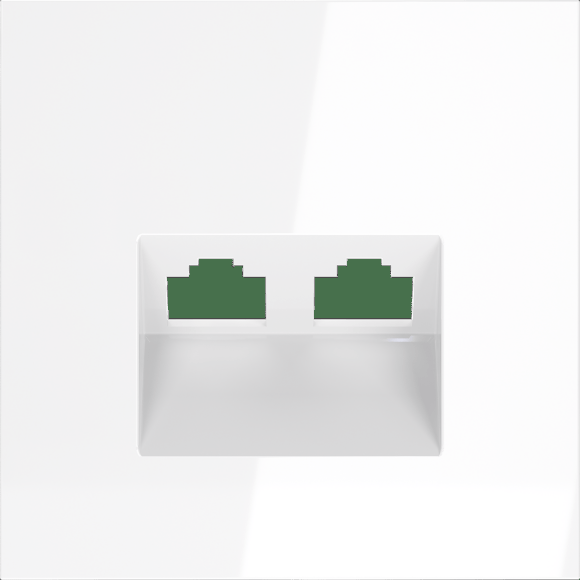 VLS001401 Накладка для розетки компьютерной двойной RJ45 категории 6Е (для проводов CAT5-CAT6 до 10 Гбит/сек) белого глянцевого цвета VOLTUM S70 (белый глянцевый)