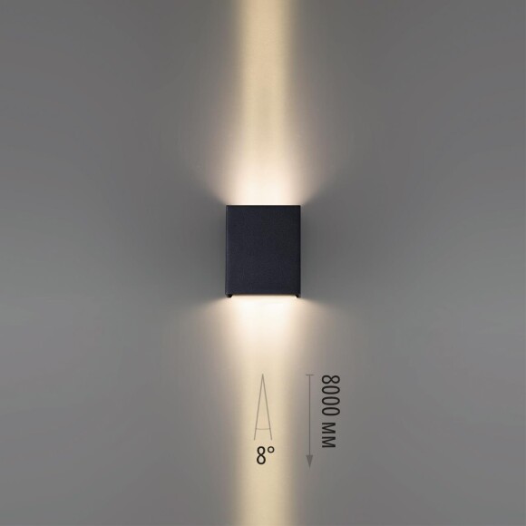 Odeon Light ARROW 7188/10WL Специальный уличный фасадный светильник для зданий с узкими лучами света высотой 8 метров (конусовидные TIR линзы и диоды COB EPISTAR) черный матовый металл IP65 2x5Вт 3000K 8° 2x440Лм 220V -40°...+50°