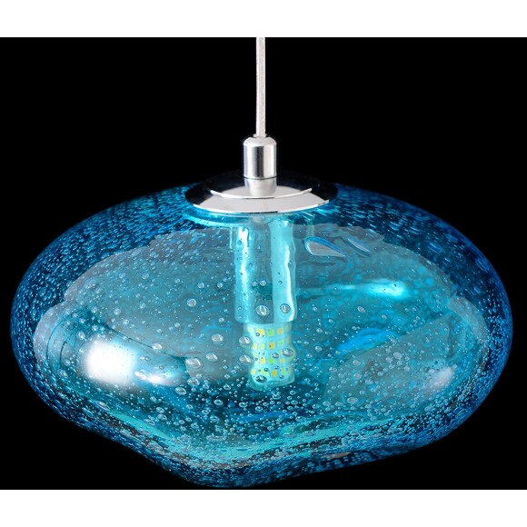 Crystal Lux FORMLESS SP1 BLUE 4124/201 Светильник подвесной с голубым стеклянным плафоном диаметром 15см под лампу G9