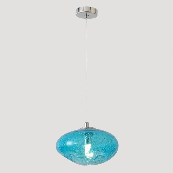 Crystal Lux FORMLESS SP1 BLUE 4124/201 Светильник подвесной с голубым стеклянным плафоном диаметром 15см под лампу G9