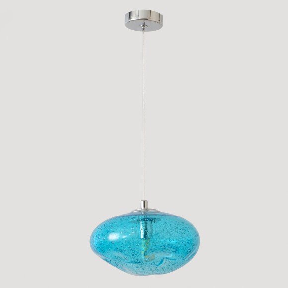 Crystal Lux FORMLESS SP1 BLUE 4124/201 Светильник подвесной с голубым стеклянным плафоном диаметром 15см под лампу G9