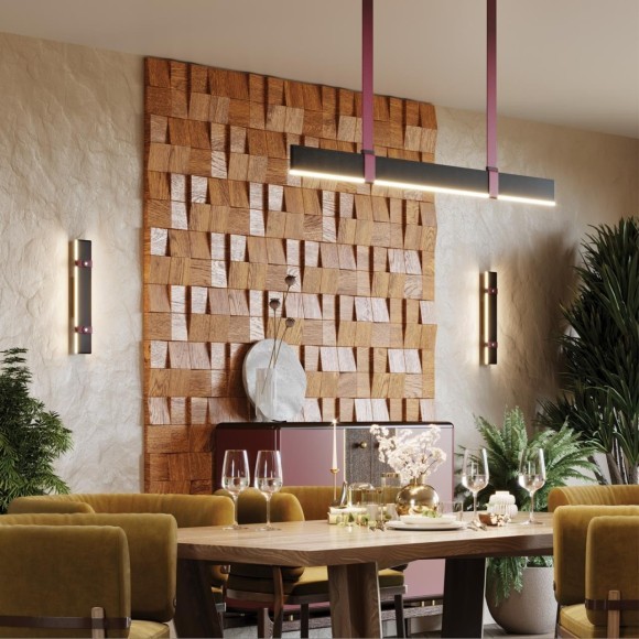 6629/25WL HIGHTECH ODL24 металл/экокожа/ткань/акрил бордовый/черный Настенный светильник IP20 LED 25W 3000K 220V VINCENT