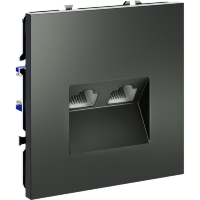 VLS060206 Розетка компьютерная двойная RJ45+RJ45 категории 6Е (для проводов CAT5-CAT6 до 10 Гбит/сек) титанового цвета VOLTUM S70 (титан)