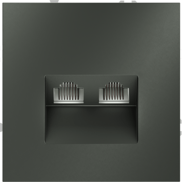 VLS060206 Розетка компьютерная двойная RJ45+RJ45 категории 6Е (для проводов CAT5-CAT6 до 10 Гбит/сек) титанового цвета VOLTUM S70 (титан)
