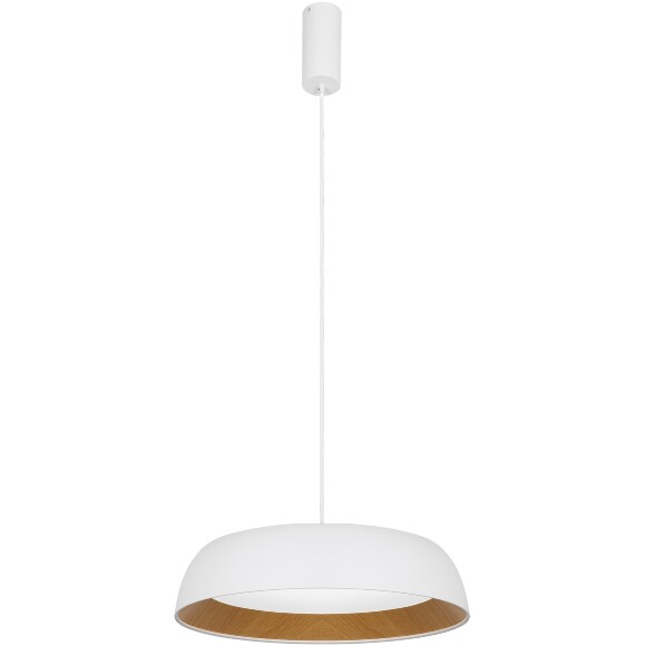 ST LUCE MUSE SLE1812-503-01 Светильник подвесной 250-1230мм, декоративный интерьерный подвес, основание металл белый и текстура дерева, плафон акрил матовый белый, LED 30Вт 4000K 2400Лм CRI80 120° IP20