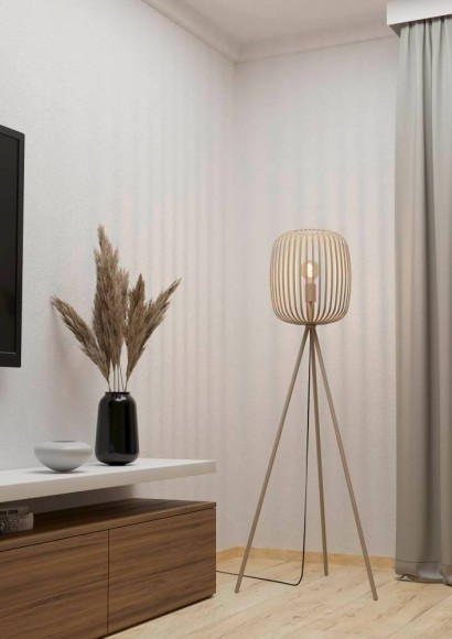 900523 ROMAZZINA Торшер напольный с выключателем, 1 лампа E27, 40Вт, H1405, D630, сталь, песочный