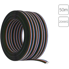 Arte Lamp A20-5W Провод 5-и жильный для RGB+W светодиодной ленты (ленты RGB + отдельный диод монохромной или MIX цветности), длина бухты 50м, калибр 20AWG, сечение 0,52 мм², луженая медь, черно-бело-зелено-красно-синяя оплетка