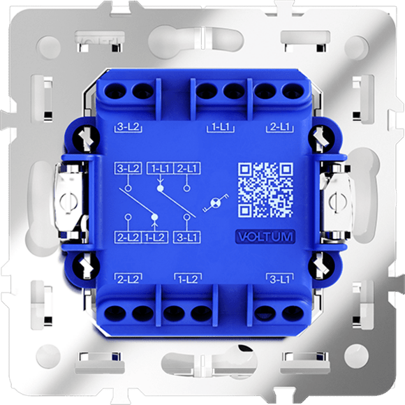VLS020401 Проходной выключатель (переключатель) двухклавишный с подсветкой встраиваемый белого глянцевого цвета 10А (2200 Ватт) VOLTUM S70 (белый глянцевый)