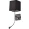 Бра Lightstar Flop 766627 черное с квадратным абажуром, настенный светильник для чтения, поворотный кронштейн, сменная лампа E27 и гибкая подсветка 3Вт 240Лм 3000К, с выключателем