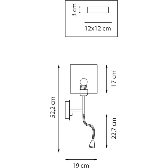 Бра Lightstar Flop 766627 черное с квадратным абажуром, настенный светильник для чтения, поворотный кронштейн, сменная лампа E27 и гибкая подсветка 3Вт 240Лм 3000К, с выключателем Бра Lightstar Flop 766627 черное с квадратным абажуром, настенный светильник для чтения, поворотный кронштейн, сменная лампа E27 и гибкая подсветка 3Вт 240Лм 3000К, с выключателем
