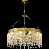 Crystal Lux AQUA SP12 0160/312 Люстра подвесная хрустальная, латунь прозрачная, 12xG9 макс 10Вт, диаметром 60 см, классическая подвесная люстра для гостиной